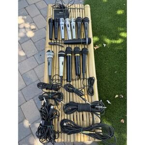 12 Mixed Wired & Wireless Microphones Cables Memorex Naxa Lot